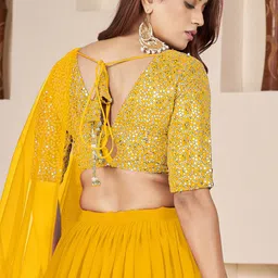 DIVASTRI Embellished Sequinned Semi-Stitched Lehenga & Unstitched Blouse With Dupatta image 2