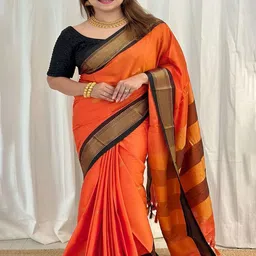 all about you Woven Design Zari Pure Silk Kanjeevaram Saree-image-98