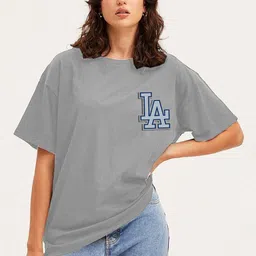 Genzy Women Typography Printed Drop-Shoulder Sleeves Applique T-shirt-picture-5