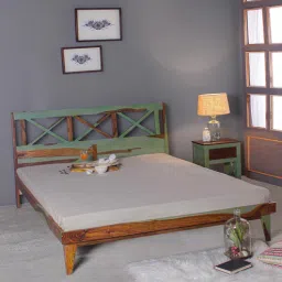 fabuliv Mavis Queen Size Bed In Vintage Green Finish-picture-49