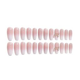The Pink Truck Set of 24 Artificial Reusable Nails With Bow Design-93