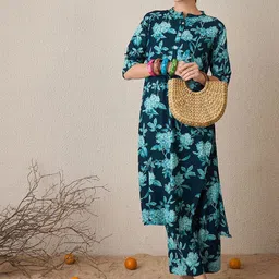 Indo Era Printed Three-Quarter Sleeves Tunic With Palazzo-image-90