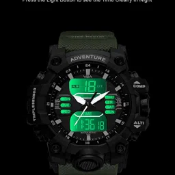 V2A Men Dial & Textured Straps Analogue and Digital Watch V2A-CS-1730-Grn-Blk image 3