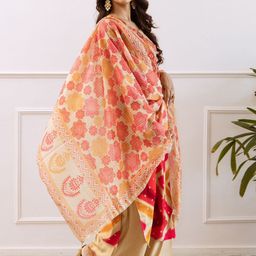 Anouk Geometric Printed Regular Zari Straight Kurta with Palazzos & Dupatta image 5