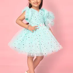 BAESD Floral Flutter Sleeve Net Fit & Flare Dress image 3