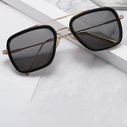 FUNGLASSES Unisex Square Sunglasses with UV Protected Lens TONY GOLD BLACK-1