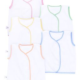 Tinycare Sleeveless Jhabla Vests Set Of 5 - White Multicolor-picture-12
