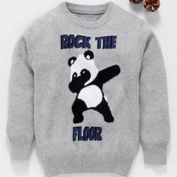 Mom's Love Full Sleeves Pullover Sweater Panda Design - Grey-image-27