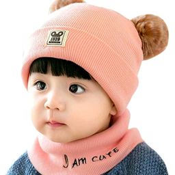 Syga Small Knitted Pom Pom Cap & Scarf Set  - Pink-image-6