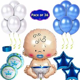 Shopperskart Welcome Home Baby Boy Balloon Combo Kit Blue - Pack of 36-image-102