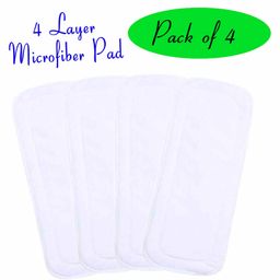 The Little Lookers 4 Layer Microfiber Insert For Reusable Diapers Pack Of 4 - White-17