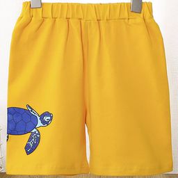 Kookie Kids Knee Length Shorts Turtle Print - Yellow-image-3