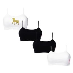 D'chica Pack of 4 Beginner Non Paded Non Wired Unicorn Print Bra  - Black White-19