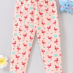 Babyhug Full Length Leggings Flamingo Print - Pink-image-84