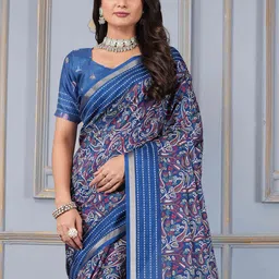 STAVA CREATION Ajrak Block Saree image 3