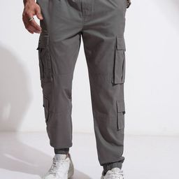 HIGHLANDER Men Solid Relaxed Fit Mid-Rise Casual Cargos-picture-2