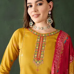 Sangria Printed Long Sleeves Kurta & Trousers With Dupatta image 2