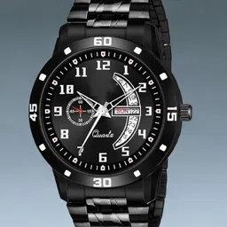 SZN Men Embellished Dial & Stainless Steel Straps Analogue Watch DD Aveo Full BlackSZN-17
