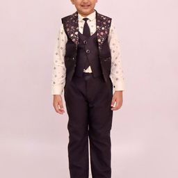BAESD Boys Printed Single-Breasted Three-Piece Suit With Tie-image-98
