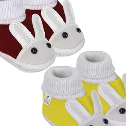 NESKA MODA 12 To 18 Month Non Slip Set of 2 Pair Cotton Rabbit Face Baby Booties-image-81
