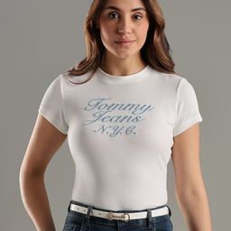 Tommy Hilfiger Women Brand Logo Printed Round Neck Slim Fit T-shirt-picture-11