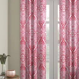 Myntra Elegant Homes Pink & White Set of 2 Ethnic Motifs Room Darkening Door Curtain-picture-9