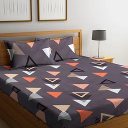 Myntra Elegant Homes Purple & White Printed 300 TC King Bedsheet Set 2.5 m x 2.2 m-image-74