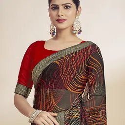 DIVASTRI Abstract Printed Saree With Blouse Piece image 5