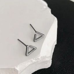 SALTY Obtuse Stainless Steel Antique Triangular Shaped Studs Earrings-0