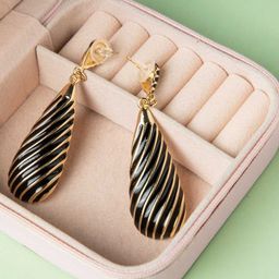 Niscka Gold-Plated Teardrop Shaped Drop Earrings-image-20