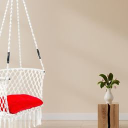Swingzy White & Red Small C Shape Hammock Hanging Swing WithCushion-11