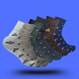 MJE 5-Pcs Patterned Cotton Ankle Length Socks-image-93