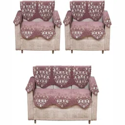 Fashion Throw Pink & White Printed Jacquard Sofa Cover With Arms-image-37