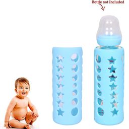 The Little Lookers Feeding Bottle Silicone Warmer Cover Blue Purple Pack of 2 - Fits 180 ml, 200 ml & 240 ml image 2