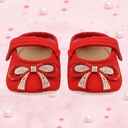 Coco Candy Studded Bow Detailing Booties - Red image 3