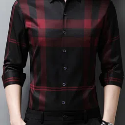 StyleCast Men Spread Collar Buffalo Checked Cotton Formal Shirt-image-64
