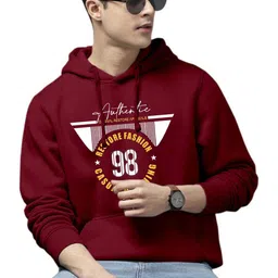 HAMBERG Men Typography Printed Full Sleeve Hooded Sweatshirt-picture-22