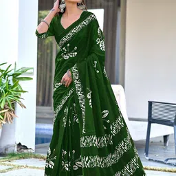 Munir Floral Printed Pure Cotton Bagru Saree-image-39
