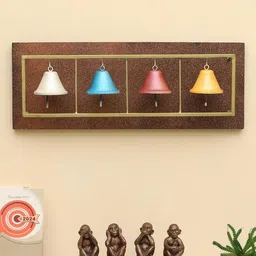 vedas Mystic Indiana Brown & Blue Textured Jiya Bell Panel Wall Decor-image-54