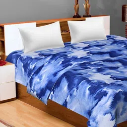 Changers Blue & White 3D Abstract Printed AC Room 300 GSM Double Bed Blanket-picture-13