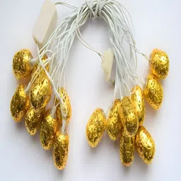 KAVYARA Gold Toned & White Peanut Shape Metal String Lights-7
