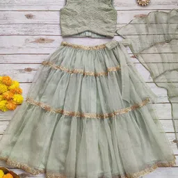 LABEL KANUPRIYA Girls Printed Ready to Wear Lehenga & Blouse With Dupatta-image-34