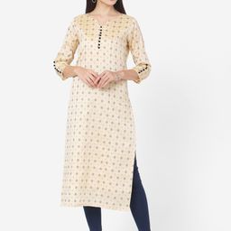 DIVASTRI Ethnic Motifs Printed Notch Neck Straight Kurta-picture-13