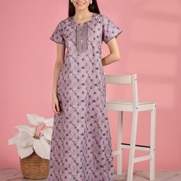 9shines Label Printed Maxi Nightdress-image-91