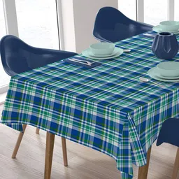 HOME COLORS.IN Navy Blue Geometric Printed Cotton 4-Seater Table Cover-15