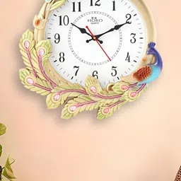 Horo Gold-Toned & Pink Textured Traditional Wall Clock-18