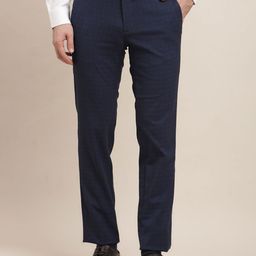 Turtle Men Checked Tailored Slim Fit Formal Trousers-image-33