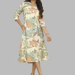 PEACH PIPER Floral Printed Shirt Collar Shirt Midi Dress-image-41