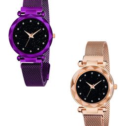 CSAMON Women Set Of 2 Embellished Dial & Bracelet Style Straps Analogue Watches-image-89