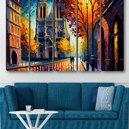 Aura Yellow & White 5 Piece Synthetic Wood Other Wall Paintings-image-49